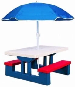 Merkloos Kinder Picknicktafel Met Parasol - Blauw -Campingaz winkel 1030x1200