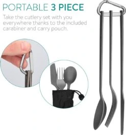 Navaris Campingbestek Van Titanium - Set Met Vork, Mes En Lepel - Bestekset Voor Onderweg En Op Reis - Inclusief Karabijnhaak En Bewaarzakje 16 Navaris Campingbestek Van Titanium - Set Met Vork, Mes En Lepel - Bestekset Voor Onderweg En Op Reis - Inclusief Karabijnhaak En Bewaarzakje -Campingaz winkel 1115x1200 4