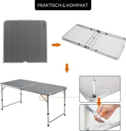 Casaria Campingtafel – Inklapbaar Verstelbaar - 120x60x70 Cm Grijs -Campingaz winkel 1149x1200
