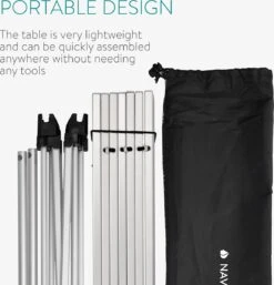 Navaris Campingtafel - Inklapbaar Campingtafeltje Van Aluminium - Opvouwbare Tafel Inclusief Draagtas - Picknicktafel - Zilver -Campingaz winkel 1154x1200