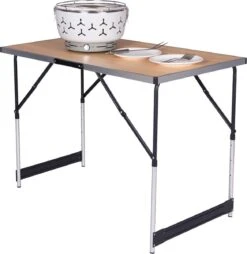 Kamyra® Campingtafel Inklapbaar - Kampeertafel, Partytafel - Opvouwbaar, Lichtgewicht & In Hoogte Verstelbaar - Aluminium/Hout -Campingaz winkel 1169x1200