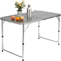 Casaria Campingtafel – Inklapbaar Verstelbaar - 120x60x70 Cm Grijs -Campingaz winkel 1185x1200
