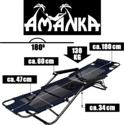Ligstoel 180x60cm - Opvouwbaar Campingstoel Ligbed Strandstoel Tuinstoel Vouwligstoel Blauw -Campingaz winkel 1190x1200