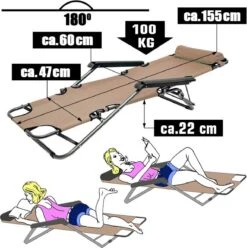 Ligstoel Opvouwbaar 155x60cm - Lichte Ligbed Relaxstoel Tuinstoel Campingstoel Strandstoel -Campingaz winkel 1196x1200
