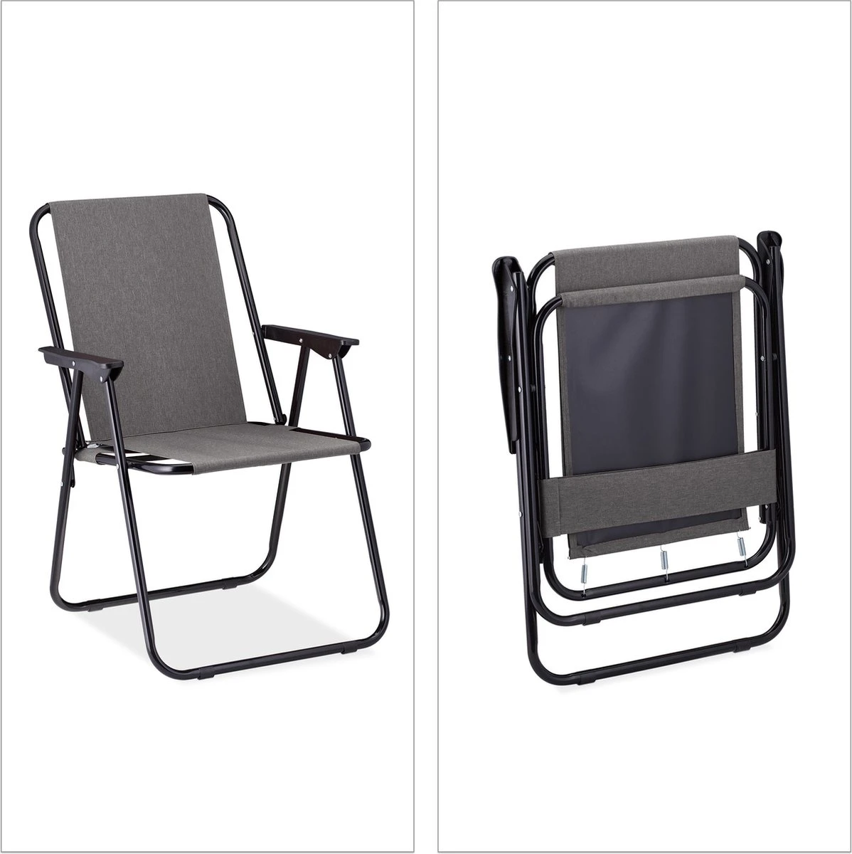 Relaxdays Campingstoel Inklapbaar Set Van 2 - Klapstoel 100 Kg - Visstoel Met Armleuningen - Grijs 7 Relaxdays Campingstoel Inklapbaar Set Van 2 - Klapstoel 100 Kg - Visstoel Met Armleuningen - Grijs - Afbeelding 5