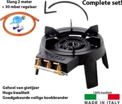 Foker Originele Wokbrander Set - Gietijzer - 3 Verschillende Kleppen - Met Uitneembare Ring Geschikt Voor Pannen En Wokken - Max 9,4kW - Propaan