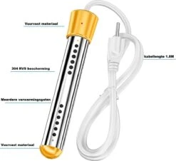 Dompelaar 2000W Incl. Thermometer & Staalspons - Reisdompelaar - Emmerdompelaar - Waterkoker - Camping - Kamperen - Outdoor -Campingaz winkel 1200x1100