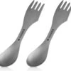 Navaris 2x Spork Titanium Campingbestek - Vork, Mes En Lepel In één - Bestek Voor Onderweg En Op Reis - Lichtgewicht - Inclusief Bewaarzakje -Campingaz winkel 1200x1114 1