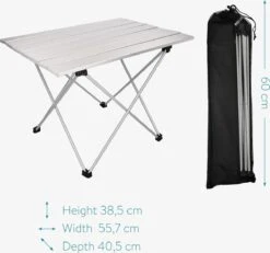 Navaris Campingtafel - Inklapbaar Campingtafeltje Van Aluminium - Opvouwbare Tafel Inclusief Draagtas - Picknicktafel - Zilver -Campingaz winkel 1200x1120 1