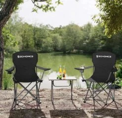 MIRA Home - Campingstoel Set Van 2 Inklapbaar - Klapstoel Met Robuust Frame - Met Flessenhouder - 76 X 51.5 X 95.5 Cm - Zwart -Campingaz winkel 1200x1166 2