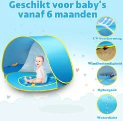 Seidon Strandtent Baby - Pop Up Tent - UV Bescherming - Baby En Kind - Waterdicht - Zwembadje - UV Bescherming -Campingaz winkel 1200x1180