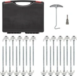 PROPLUS Pro Plus Tentharing Set - 20 Stuks - Ø 7 X 200 Mm - Schroefbaar - Adapter + Koffer 14 PROPLUS Pro Plus Tentharing Set - 20 Stuks - Ø 7 X 200 Mm - Schroefbaar - Adapter + Koffer -Campingaz winkel 1200x1186