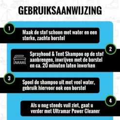 Ultramar - Sprayhood & Tent Shampoo - 1L - Tentdoekreiniger - Voor Bootkap, Tent, Cabriodak, Zonwering - Tentonderhoud - Bootonderhoud - Schoonmaakmiddel -Campingaz winkel 1200x1200 128