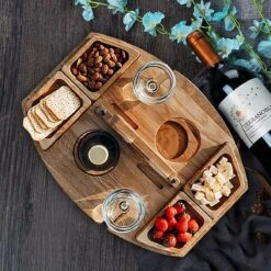 Merkloos Houten Outdoor Wijntafel Draagbare Houten Picknicktafel Mini Campingtafels Met Wijnglas Houder Voor Tuin Outdoor Camping Picknick Strand - Plataan Hout - Wijn -Campingaz winkel 1200x1200 200