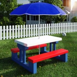 Merkloos Kinder Picknicktafel Met Parasol - Blauw -Campingaz winkel 1200x1200 414
