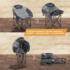 Skandika Moonchair Sirkka – Campingstoelen – Klapstoel – Vouwstoel – Kampeerstoel - Grote, Comfortabele, Campingstoel Opvouwbaar, Gepolsterd, Koelvak, Drinkhouder, Draaggreep En Draagtas, Antislipvoetjes - Max. 150 Kg – Zwart/grijs -Campingaz winkel 1200x1200 462
