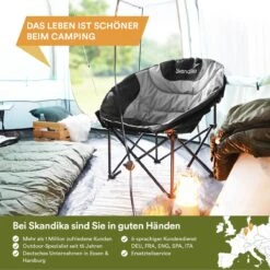 Skandika Moonchair Sirkka – Campingstoelen – Klapstoel – Vouwstoel – Kampeerstoel - Grote, Comfortabele, Campingstoel Opvouwbaar, Gepolsterd, Koelvak, Drinkhouder, Draaggreep En Draagtas, Antislipvoetjes - Max. 150 Kg – Zwart/grijs -Campingaz winkel 1200x1200 464