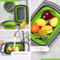 Buxibo - 3-Delige Keuken Vergiet Set Inklapbaar Groen/Grijs -Campingaz winkel 1200x1200 730