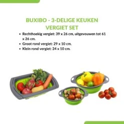 Buxibo - 3-Delige Keuken Vergiet Set Inklapbaar Groen/Grijs -Campingaz winkel 1200x1200 731
