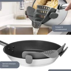 SensaHome- Siliconen Vergiet - Keuken Afgietdeksel - Afgiethulp - Siliconen - BPA Vrij - Grijs -Campingaz winkel 1200x1200 763