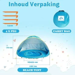 Seidon Strandtent Baby - Pop Up Tent - UV Bescherming - Baby En Kind - Waterdicht - Zwembadje - UV Bescherming -Campingaz winkel 1200x1200 89