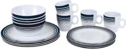 Bo-Camp - Servies - Classic - 16-Delig - Wit/Navy -Campingaz winkel 1200x466