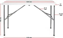 Toboli Klaptafel 120x60x74cm Campingtafel Wit; Bijzettafel, Inklapbare Tafel - Multistrobe -Campingaz winkel 1200x721