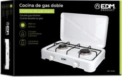 EDM 2-Pits Gaskooktoestel - Camping - Wit - 46x30x12 Cm -Campingaz winkel 1200x761