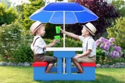 Merkloos Kinder Picknicktafel Met Parasol - Blauw -Campingaz winkel 1200x800 50
