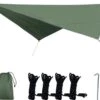 Merkloos TDR - Outdoor Draagbaar Zonnescherm Met Opbergtas - Waterdicht - Tarps Voor Kamperen 300 *300cm - 3-4 Personen -Leger Groen -Campingaz winkel 1200x887