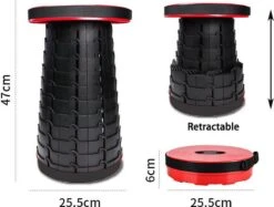 Kampeerkruk - Uitschuifbare Kruk - Rood/Zwart- Tot 120 Kg - Travel Stool - Opvouwbare Campingkruk - Inklapbaar Krukje - Telescopische Kruk - Camping - Outdoor -Campingaz winkel 1200x910