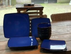 Camping Servies - 12 Delig – 100% Melamine Servies Set – Campingservies – Melamine Servies - Blue Ocean
