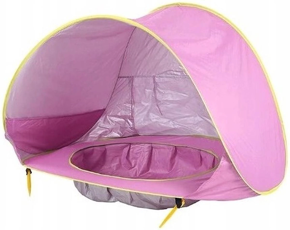 Merkloos Strand Tent Met Zwembad - Roze - UPF 50+ UV Werend - Waterdicht - Pop Up - Baby & Kind 3 Merkloos Strand Tent Met Zwembad - Roze - UPF 50+ UV Werend - Waterdicht - Pop Up - Baby & Kind
