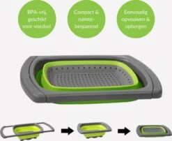 Buxibo - 3-Delige Keuken Vergiet Set Inklapbaar Groen/Grijs -Campingaz winkel 1200x979 2