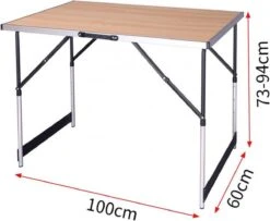 Kamyra® Campingtafel Inklapbaar - Kampeertafel, Partytafel - Opvouwbaar, Lichtgewicht & In Hoogte Verstelbaar - Aluminium/Hout -Campingaz winkel 1200x984 3