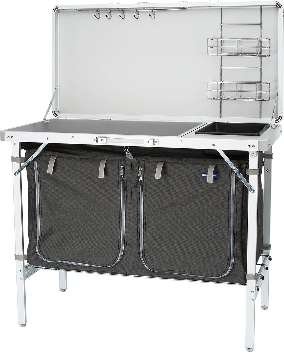 Campart Campingkeuken KI-0757 – Complete Keuken En Campingkast – Opvouwbaar En Inclusief Draagtas - Grijs 12 Campart Campingkeuken KI-0757 – Complete Keuken En Campingkast – Opvouwbaar En Inclusief Draagtas - Grijs - Afbeelding 10